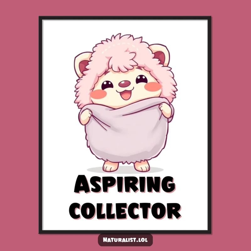 Funny Fluffy Creature Butterfly Net Poster: Whimsical Wall Art