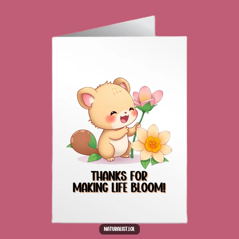 Cheerful Free Printable Thank You Card: Creature & Flower - Print Now!